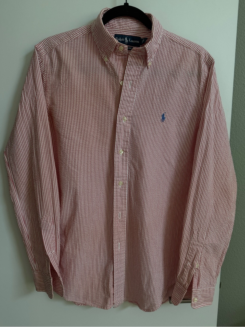 Vintage RALPH LAUREN Red Stripe Seersucker Shirt Small